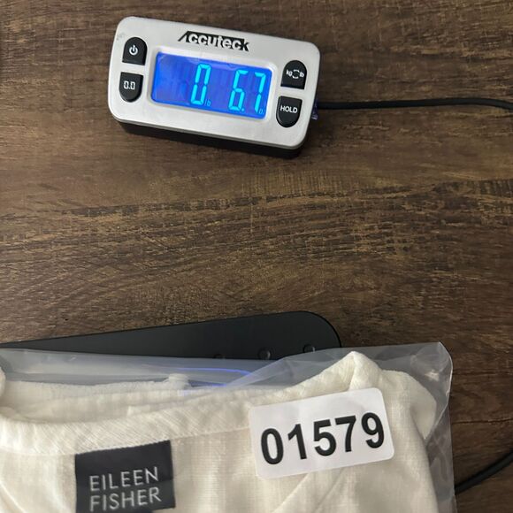 Eileen Fisher Womens Medium Linen Blend Button Up Blouse Top White 3/4 Sleeve - Picture 9 of 9